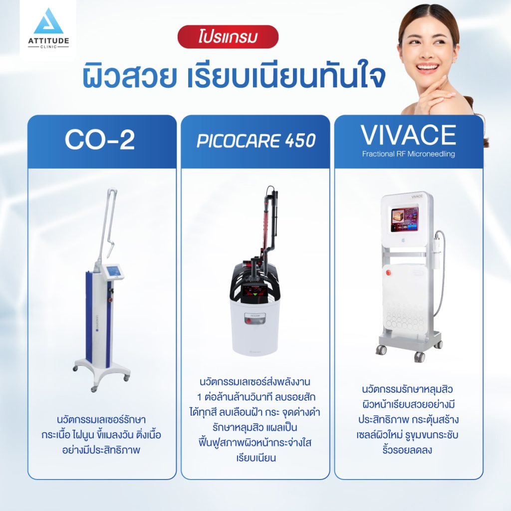 Attitude Clinic เชียงราย ยืน 1 เครื่องเลเซอร์เยอะที่สุดในเชียงราย มาตรฐานเครื่องคุณภาพ ทุกบริการ ปลอดภัย มั่นใจ ผลลัพธ์ดีที่สุด หมออยู่ทุกวัน ทำเองทุกเคส รีวิวเยอะที่สุดในเชียงราย