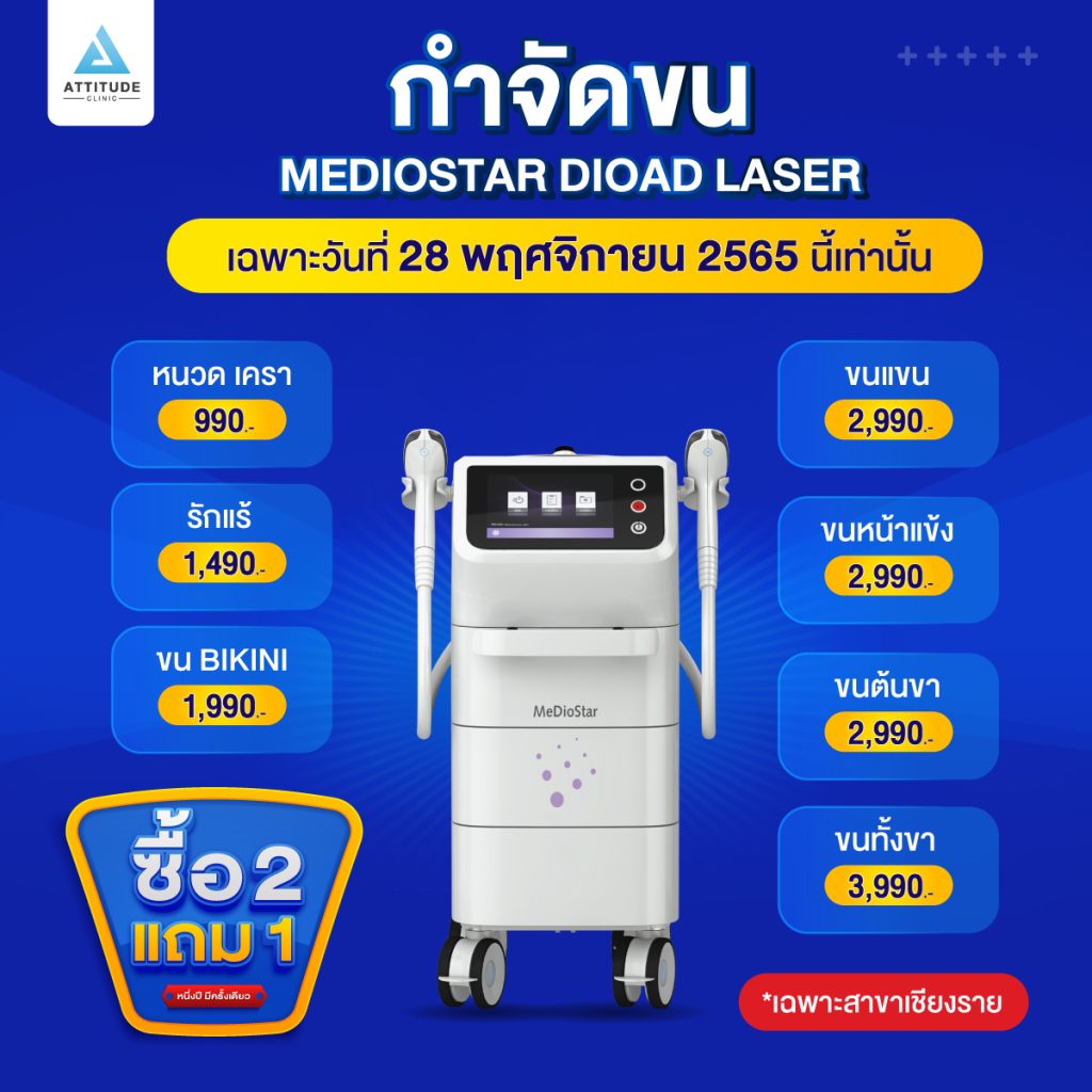 ซื้อ 2 แถม 1 โปรโฒชั่นฉลองครบรอบ 4 ปี Attitude Clinic เฉพาะวันที่ 28 พฤศจิกายน 2565 นี้เท่านั้น