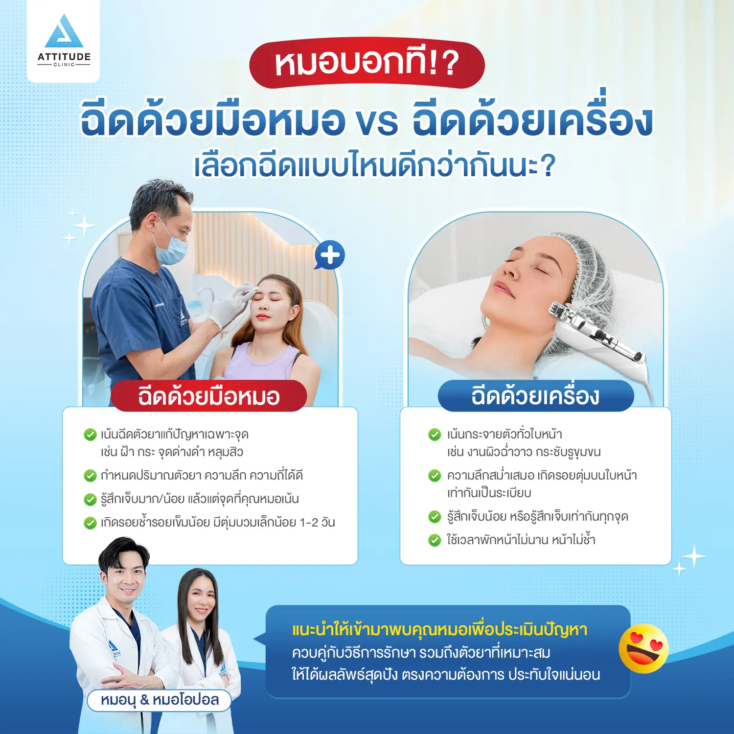 ฉีดด้วยมือหมอ VS ฉีดด้วยเครื่อง หมอบอกที เลือกฉีดแบบไหนดีกว่ากันนะ?