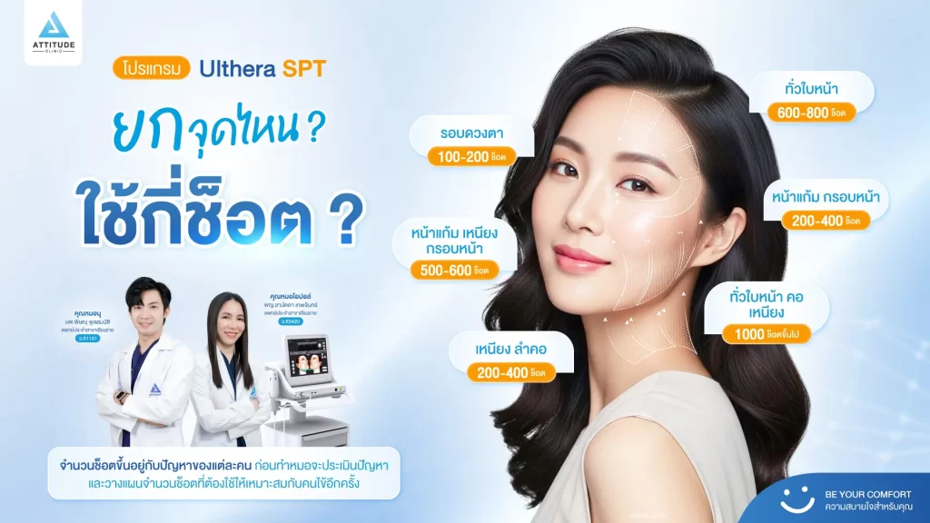 ข้อมูลครบ! Ulthera SPT ก่อนตัดสินใจทำอัลเทอร์ร่า ยกกระชับผิว ปรับรูปหน้า ลดริ้วรอย Ulthera คืออะไร? อัลเทอร์ร่า เหมาะกับใคร? ราคาทำ Ulthera 1 ครั้ง? ทํา Ulthera อยู่ได้นานแค่ไหน? Ulthera เชียงราย อัลเทอร์ร่า เชียงราย เร็วๆ นี้ที่ Attitude Clinic เชียงราย