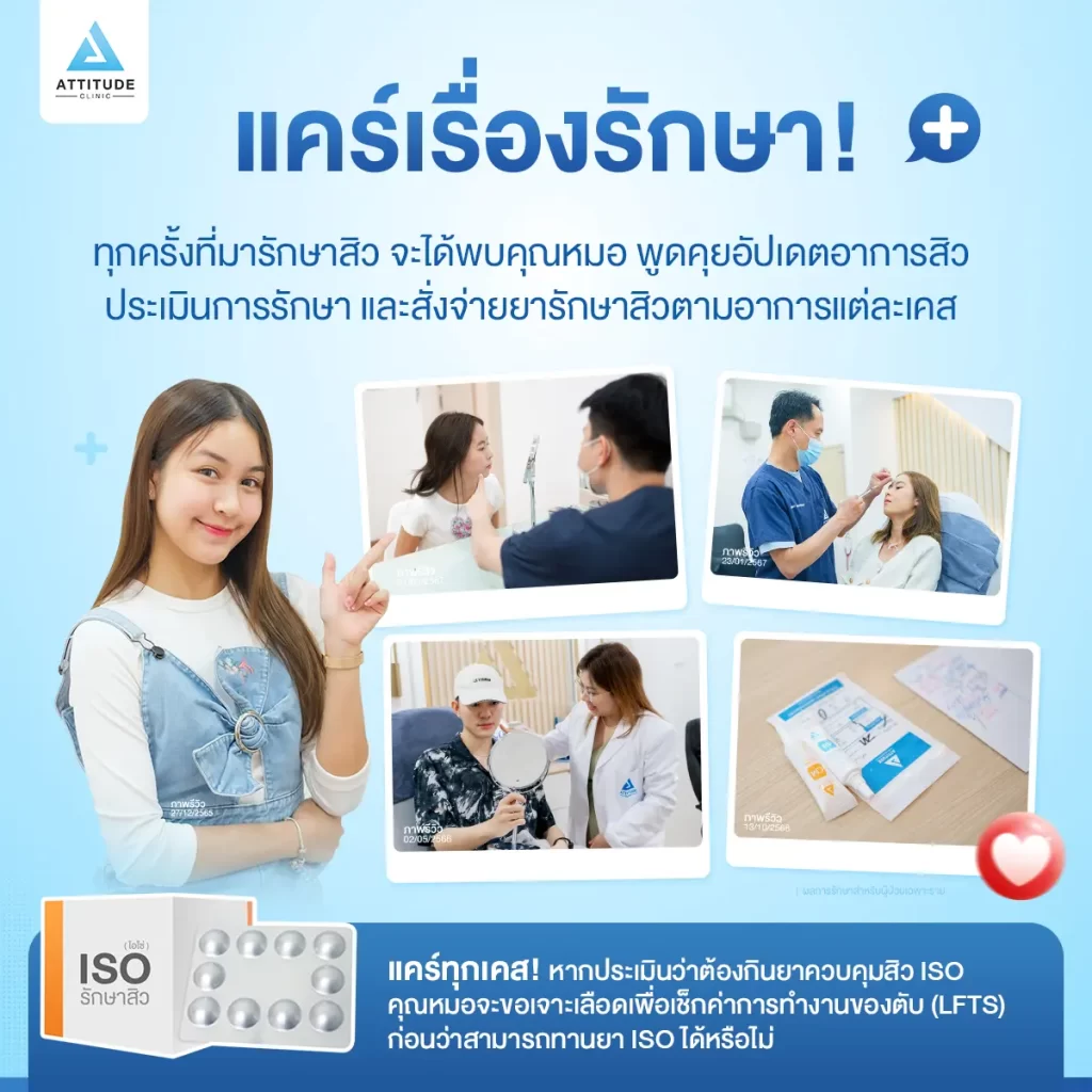 เพราะเราแคร์เรื่องรักษาสิว คุณหมอประเมิน สั่งจ่ายยาตามปัญหาสิวของคนไข้เองทุกเคสที่ Attitude Clinic