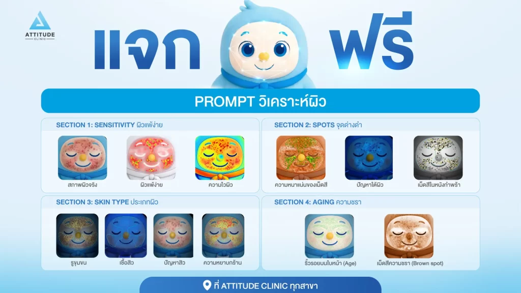 ดูปัญหาผิวที่ตาเปล่ามองไม่เห็น มี Prompt แจกฟรี! ที่ Attitude Clinic ทุกสาขา